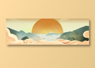 中国风水墨banner海报背景