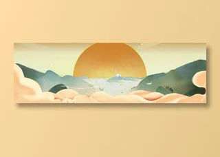 中国风水墨banner海报背景