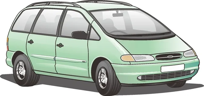 绿色简约风汽车面包车矢量图素材