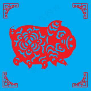 猪剪纸 剪纸风元素