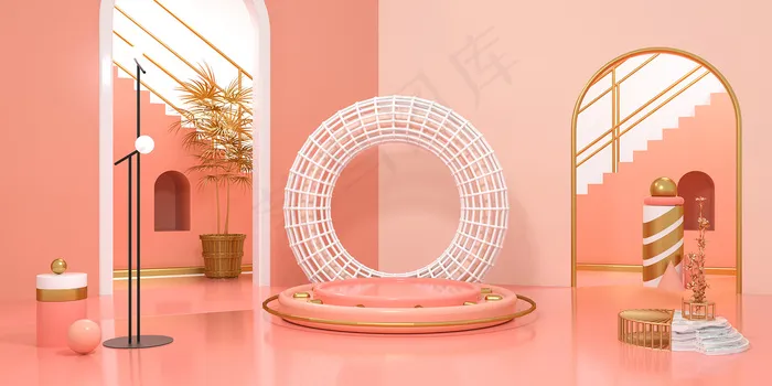 C4D电商场景模型渲染背景