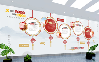 党建文化墙践行五个坚持不忘初心文化墙