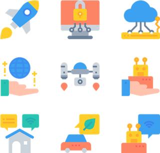 卡通火箭流程数据库科技kv主视觉素材