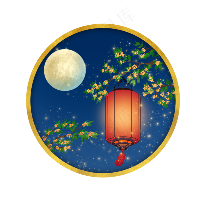 中国风 手绘 卡通元素 传统 复古红 灯笼装饰 PNG 免抠 