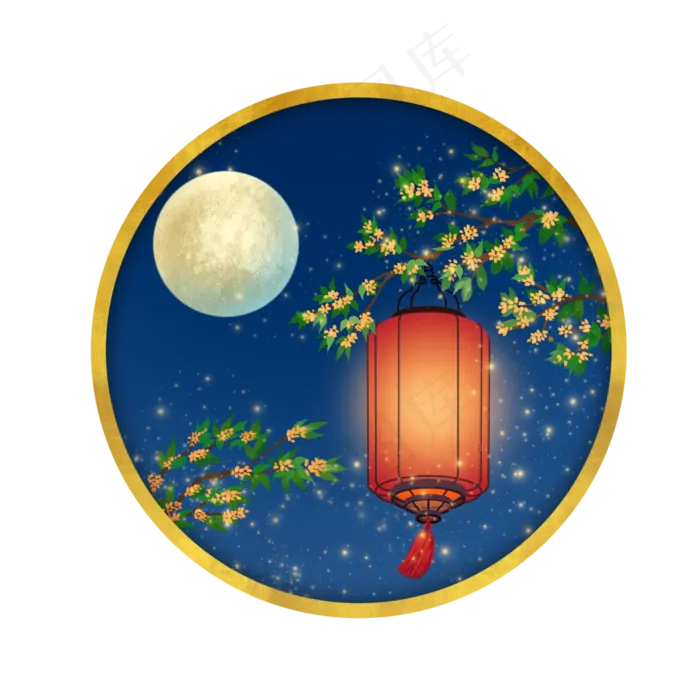 中国风 手绘 卡通元素 传统 复古红 灯笼装饰 PNG 免抠 