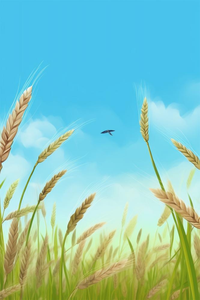 清新麦田蓝色背景
