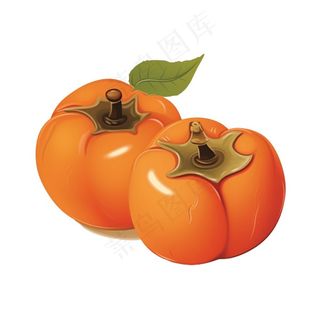 柿子水果秋卡通插画免抠