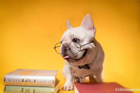 呆萌的法斗宠物狗狗图片