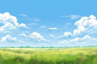 春天的蓝天白云草原很美背景图