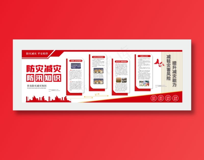 防灾减灾防汛防洪知识宣传文化墙1ai矢量模版下载