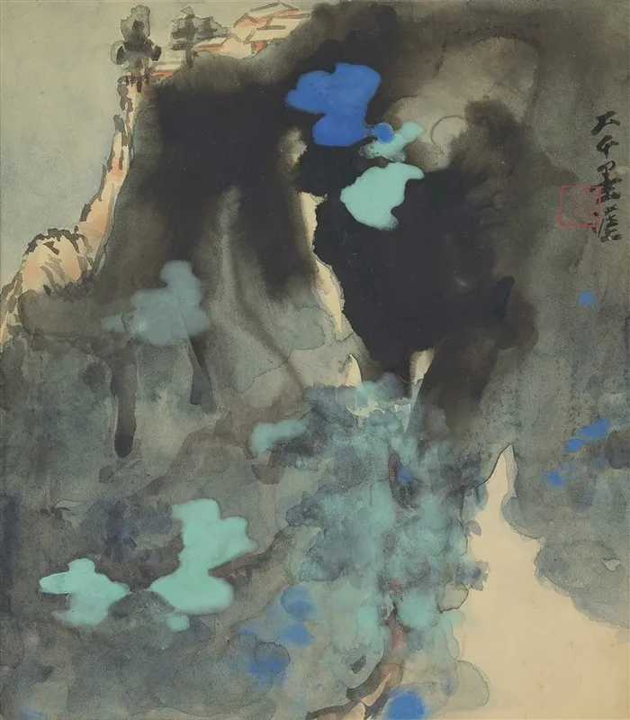 张大千泼墨水墨国画图片
