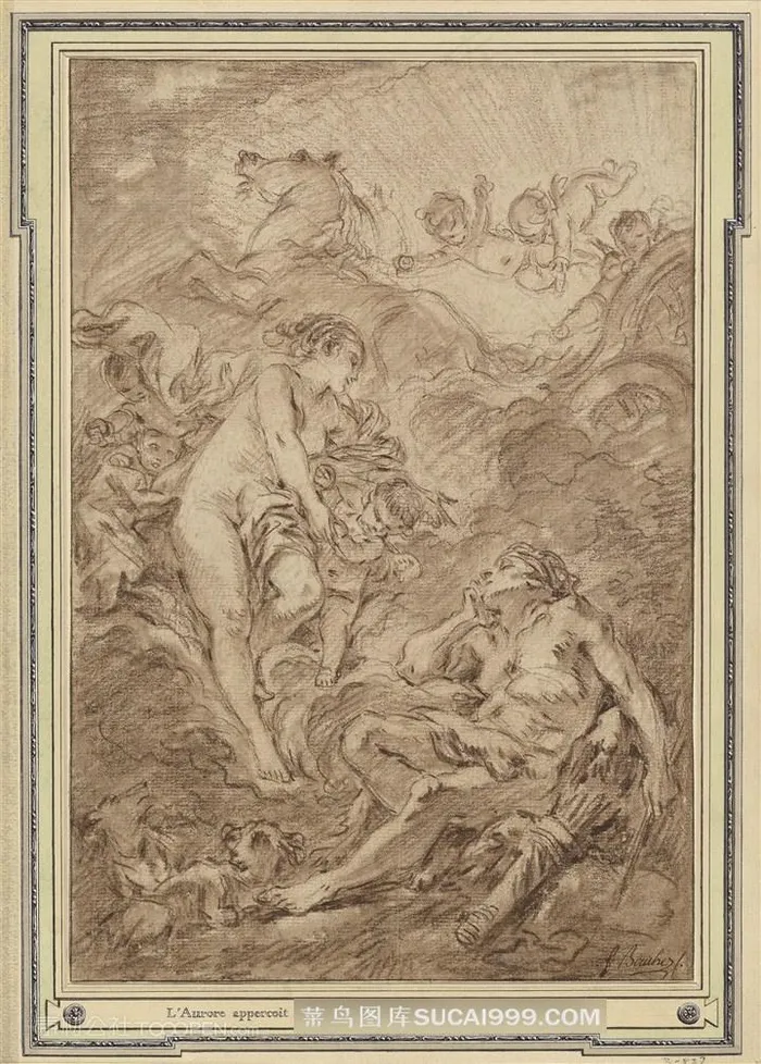 素描女士风景画装饰画