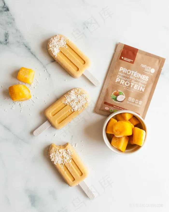 芒果布丁冰棒和椰蓉图片