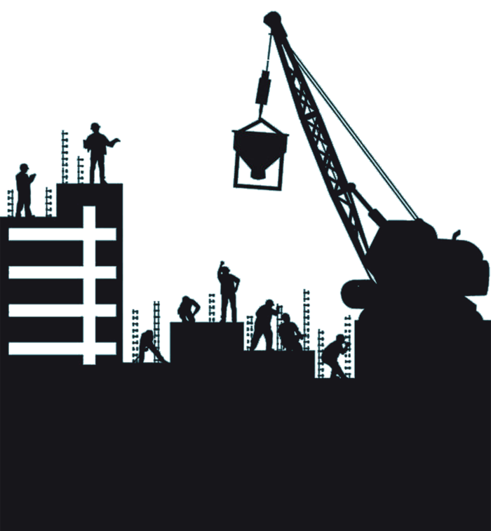 建筑工地剪影施工人员剪影