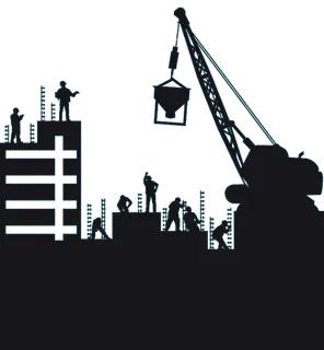 建筑工地剪影施工人员剪影