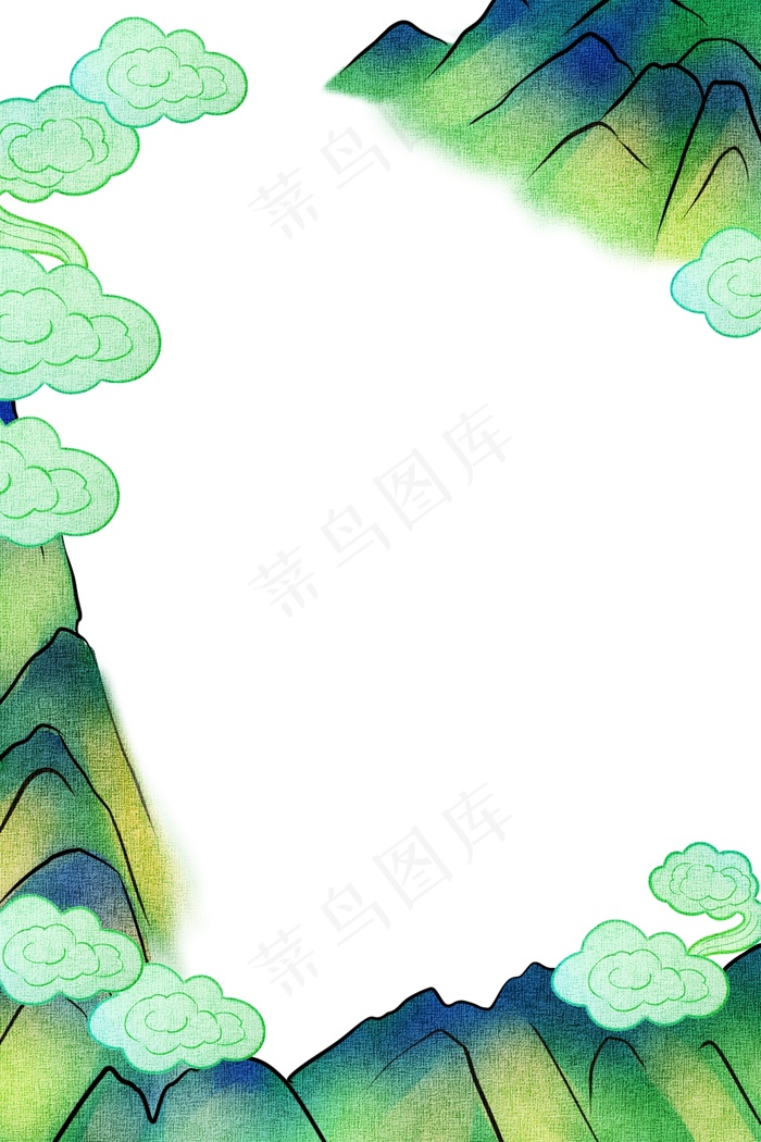 国潮手绘相框psd分层模板