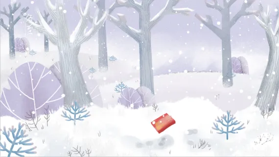 唯美小清新雪花冬天背景素材