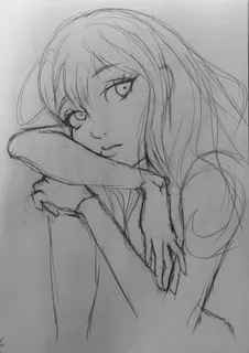 漫画美女铅笔线条画图片 漫画美女铅笔线条画图片