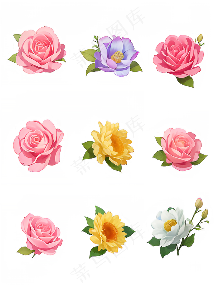 红色 粉色 手绘 免抠 PNG 玫瑰 花 素材9
