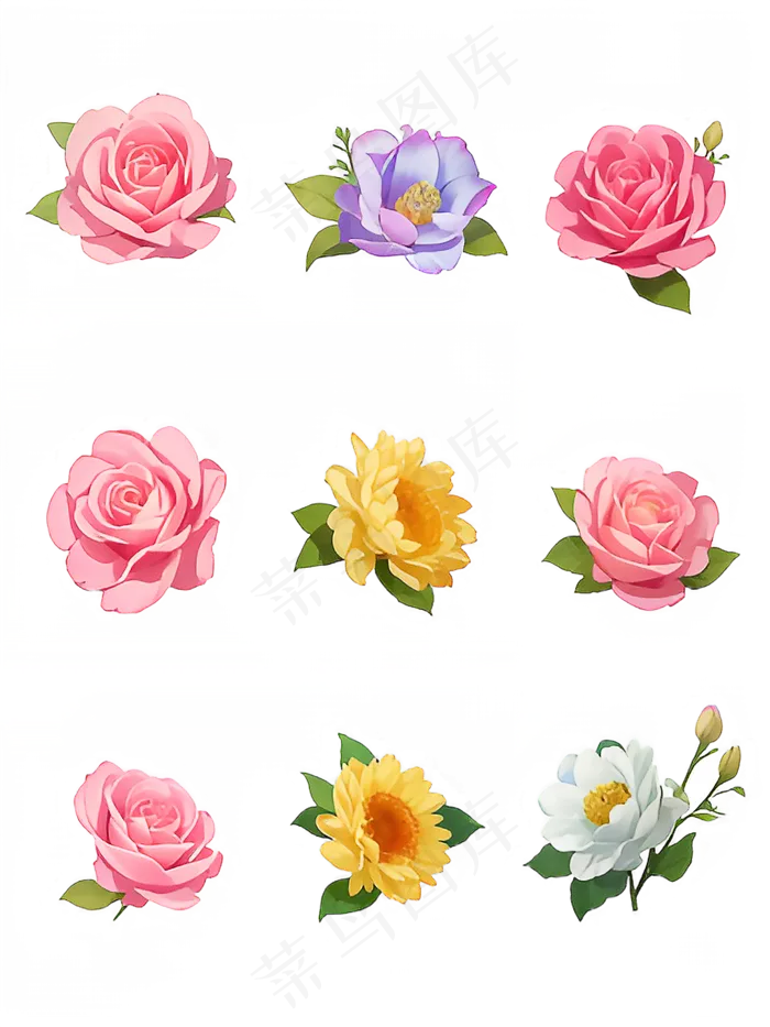 红色 粉色 手绘 免抠 PNG 玫瑰 花 素材9