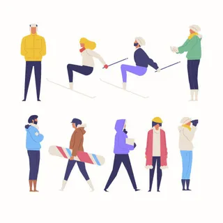 冬天服饰服装冬装穿冬装保暖冬季卡通人物男女装Ai矢量图片素材