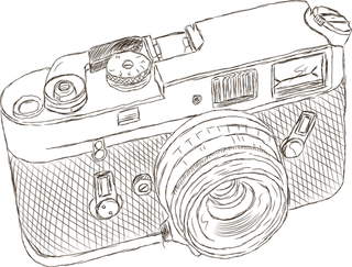 线条画照相机黑白素描少儿兴趣班