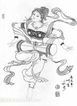 古代仕女绘画素材图片