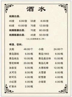 矢量酒水菜单