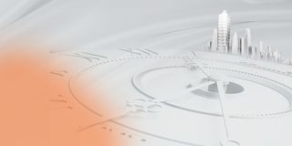 底图橘色白色科技感城市