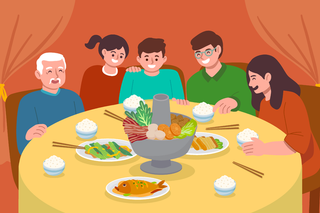 新年虎年中国风人物插画