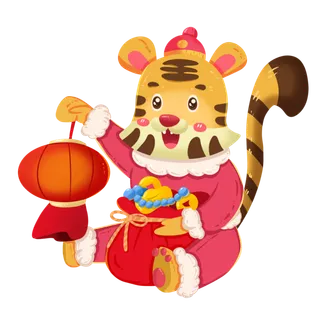 2022虎年卡通老虎形象拜年图案素材图片插图素材