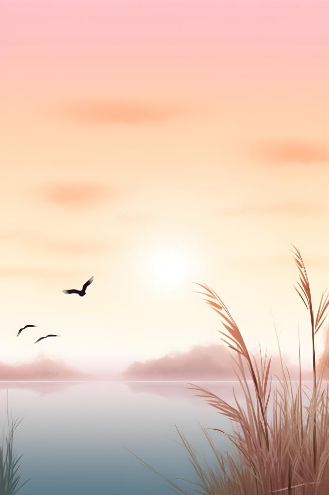 粉蓝渐变落日黄昏简约背景(2400x3600)