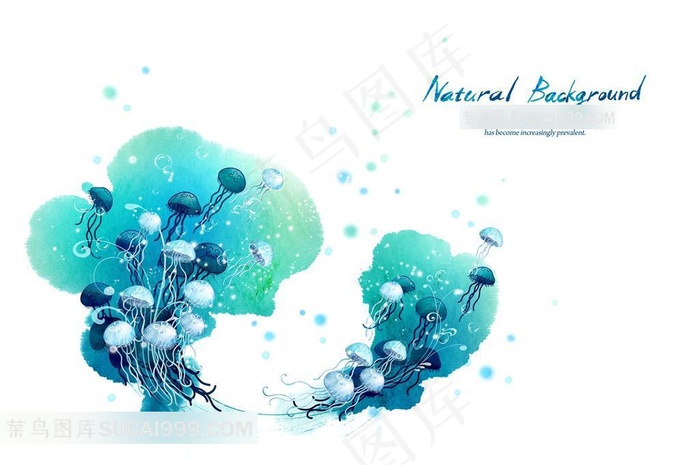 韩国水墨花纹背景素材