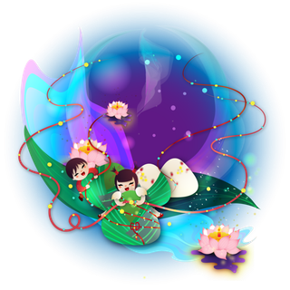 端午节粽子龙舟假日免扣元素