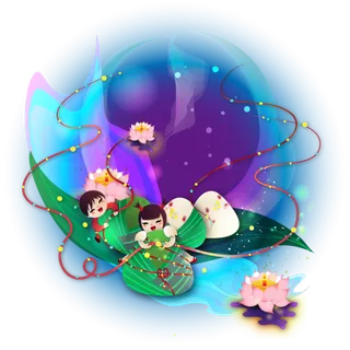 端午节粽子龙舟假日免扣元素