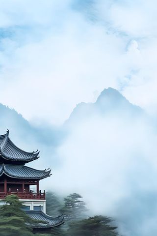 国风建筑意境背景
