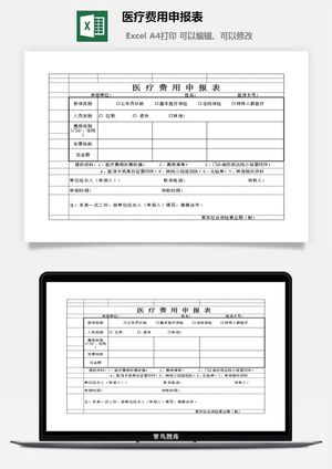 医疗费用申报表excel模板预览图