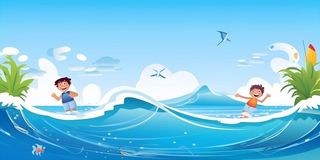 海洋冲浪浪花儿童男孩背景