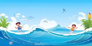 海洋冲浪浪花儿童男孩背景