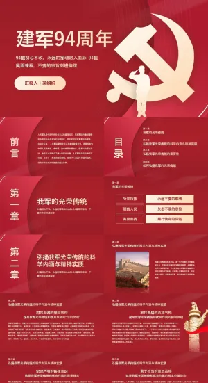 八一建军节庆祝建军94周年ppt模板