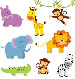 大象狮子卡通简笔画素材