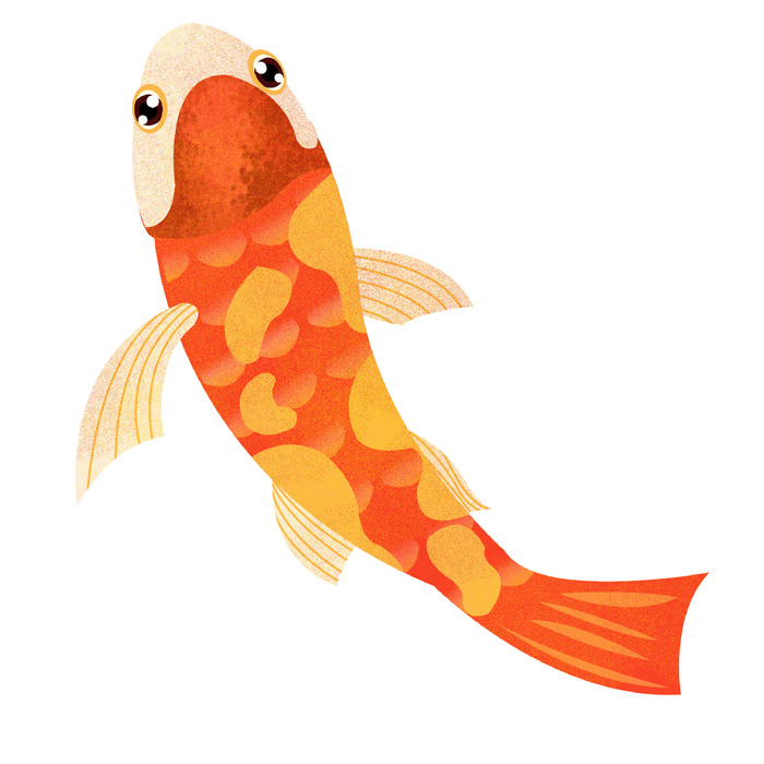 手绘烫金国潮中国风卡通锦鲤鱼金鱼插画装饰元素PSD设计素材