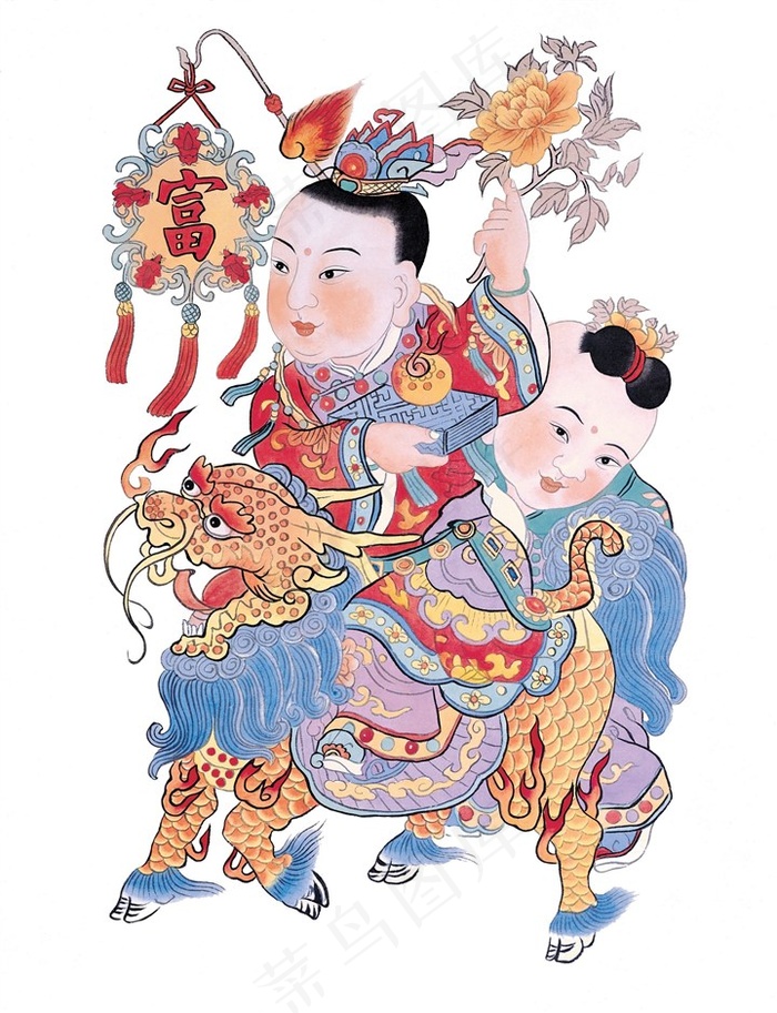 年画童子素材图片