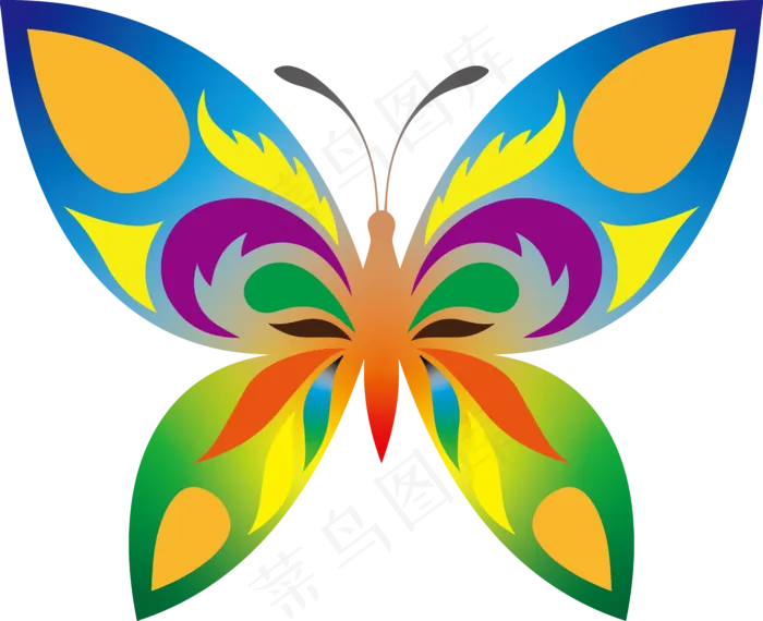 炫彩梦幻卡通矢量免抠蝴蝶素材eps,ai矢量模版下载