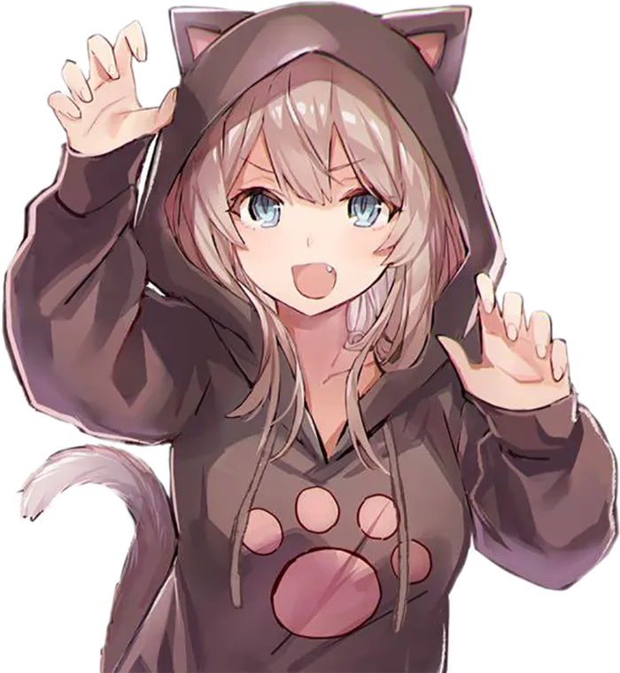 棕色卫衣猫女孩素材卡通人物