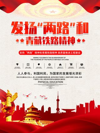 发扬两路精神广告海报PSD素材
