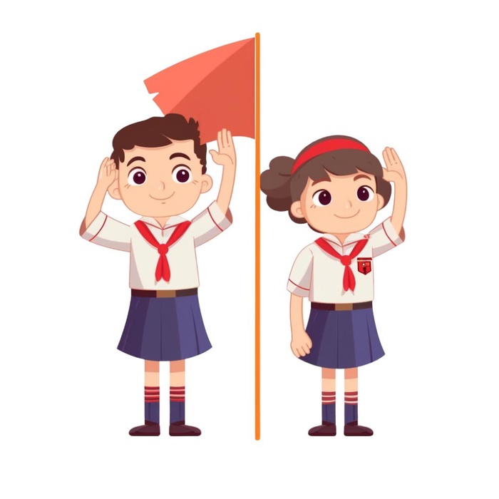 学生们在国旗下敬礼免抠(1024x1024)