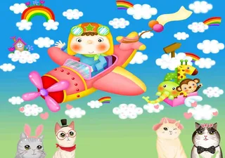 卡通儿童房背景墙壁纸壁画壁布