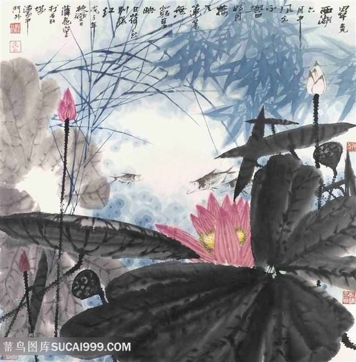 薛亮水墨风景画水墨莲花艺术挂画