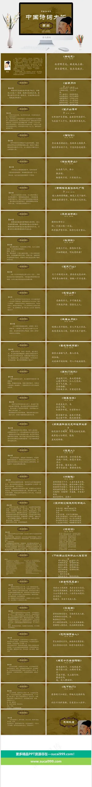 诗词大汇黄色卡通风PPT模板预览图